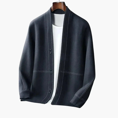 Men's Open Front Cardigan with Structured Stitch Detailing - Wilfred Smith