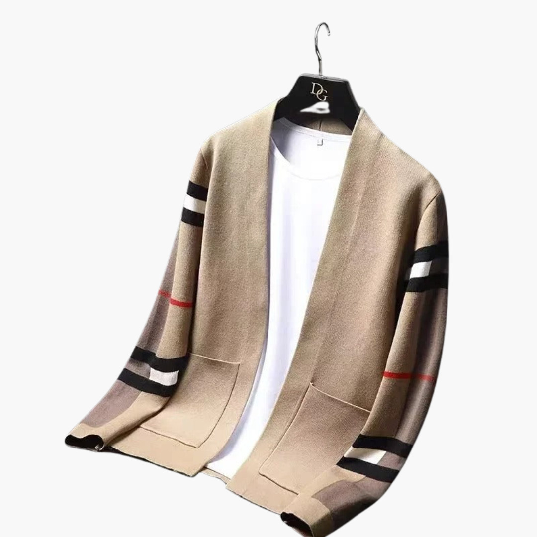 Men's Casual Striped Cardigan Sweater
