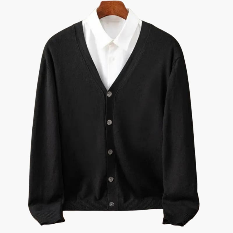 Men's Crew Neck Button Cardigan - Simple Knit Sweater - Olytrend
