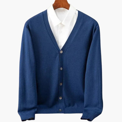 Men's Crew Neck Button Cardigan - Simple Knit Sweater