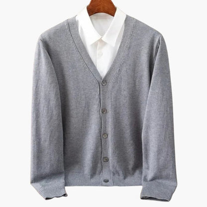 Men's Crew Neck Button Cardigan - Simple Knit Sweater