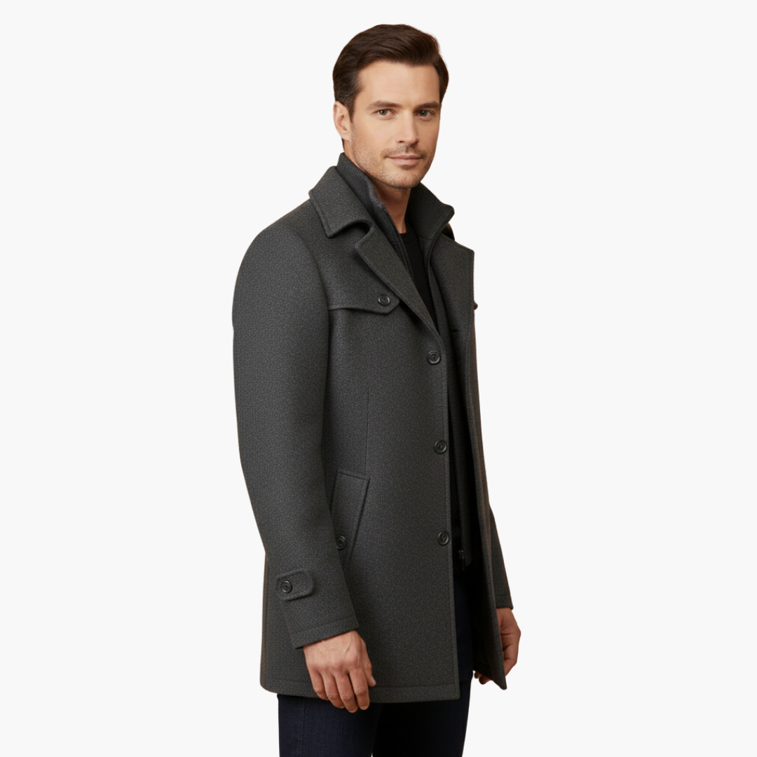 Classic Double Breasted Pea Coat for Men
