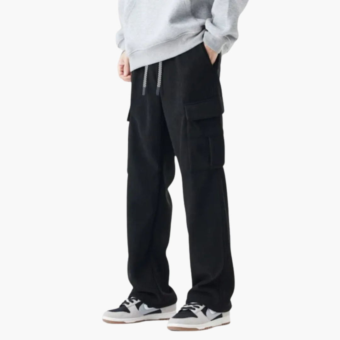 Relaxed Fit Cargo Pants with Elastic Waist and Pockets