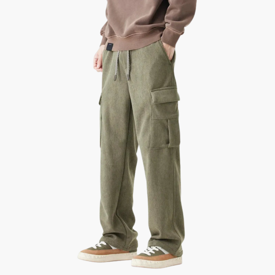 Relaxed Fit Cargo Pants with Elastic Waist and Pockets
