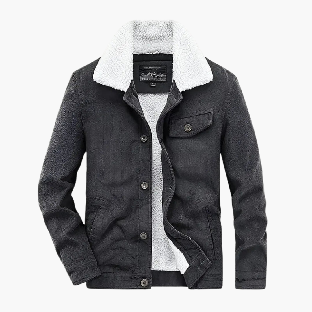 Warm Men's Sherpa Lined Button Jacket