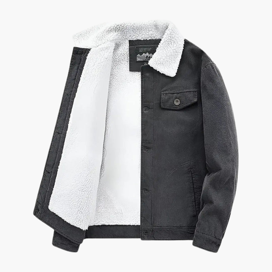 Warm Men's Sherpa Lined Button Jacket