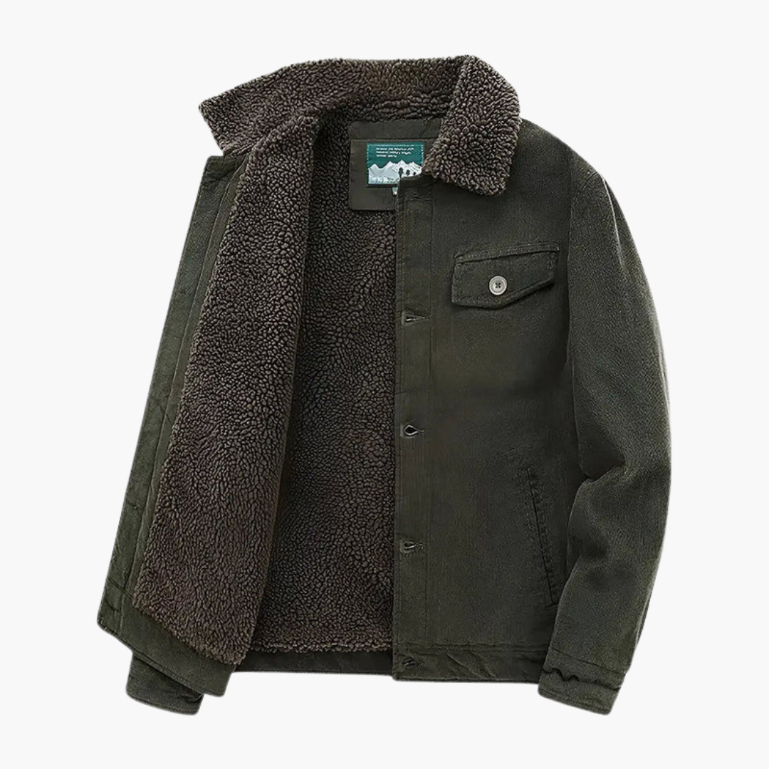 Warm Men's Sherpa Lined Button Jacket