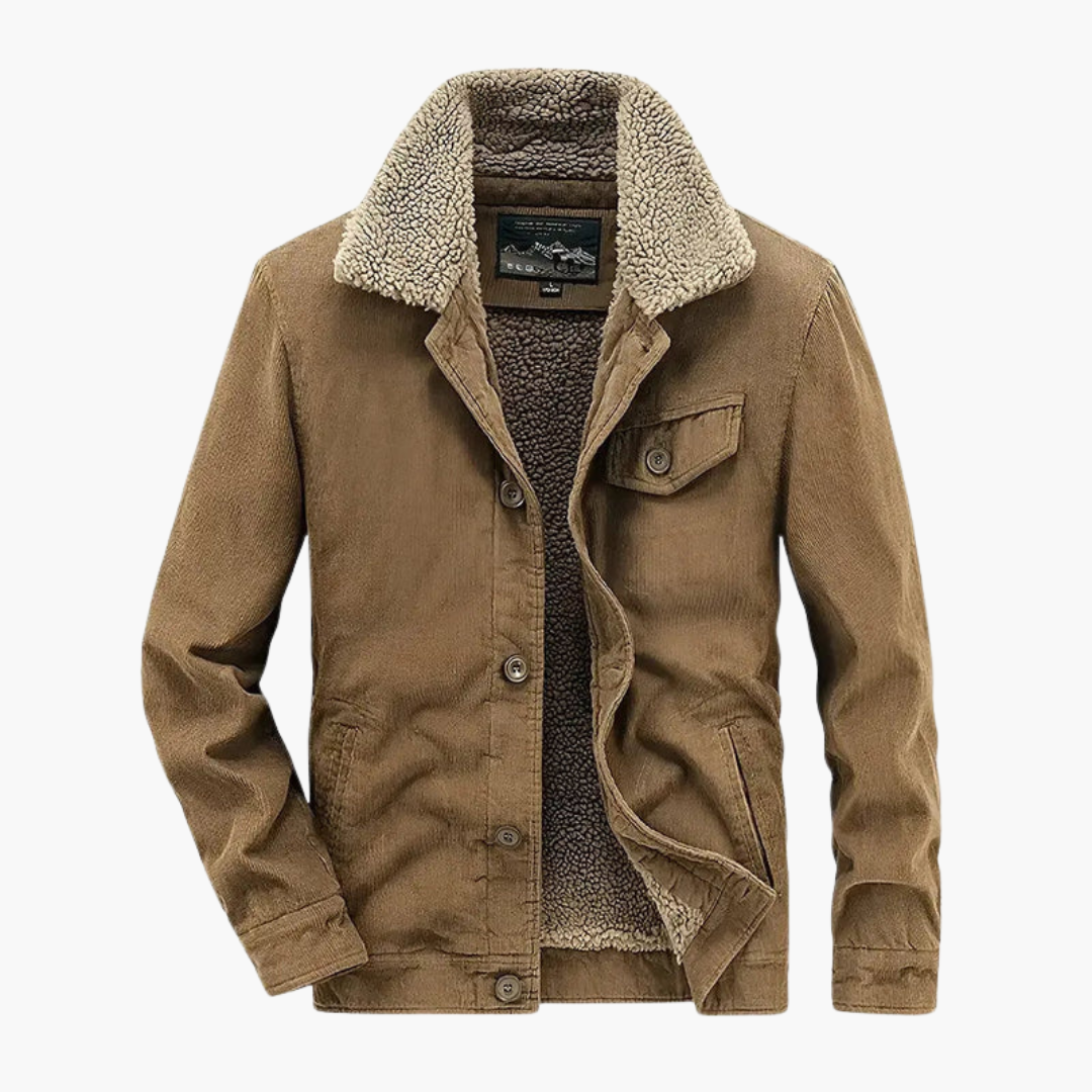 Warm Men's Sherpa Lined Button Jacket