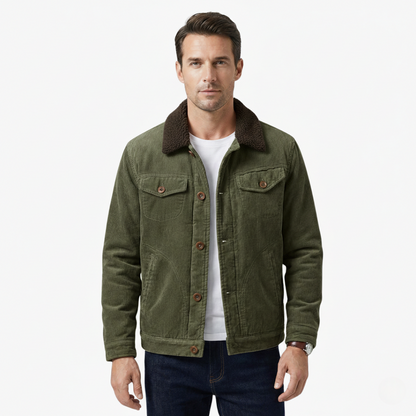 Warm Sherpa Lined Men's Button Jacket