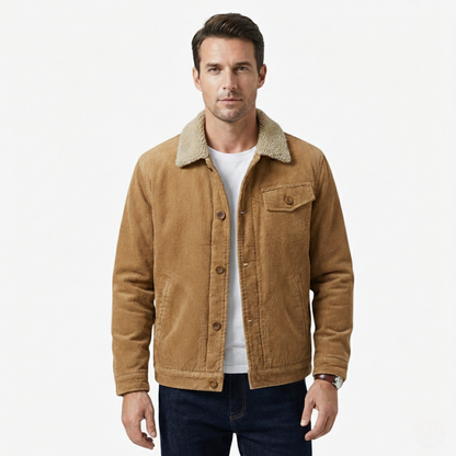 Warm Sherpa Lined Men's Button Jacket