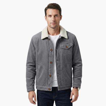 Warm Sherpa Lined Men's Button Jacket