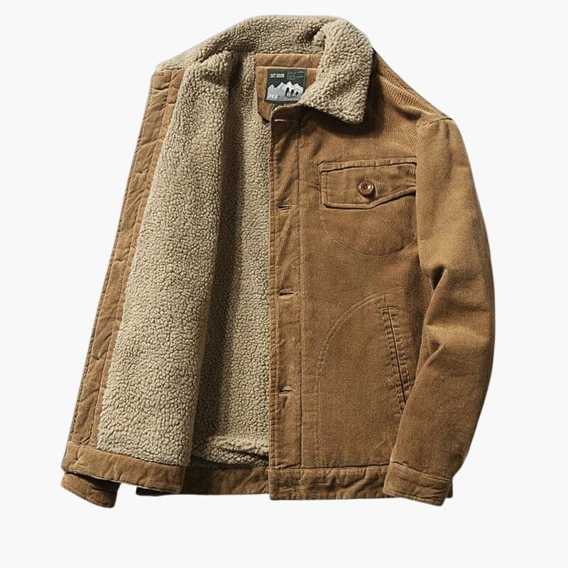 Warm Sherpa Lined Men's Button Jacket