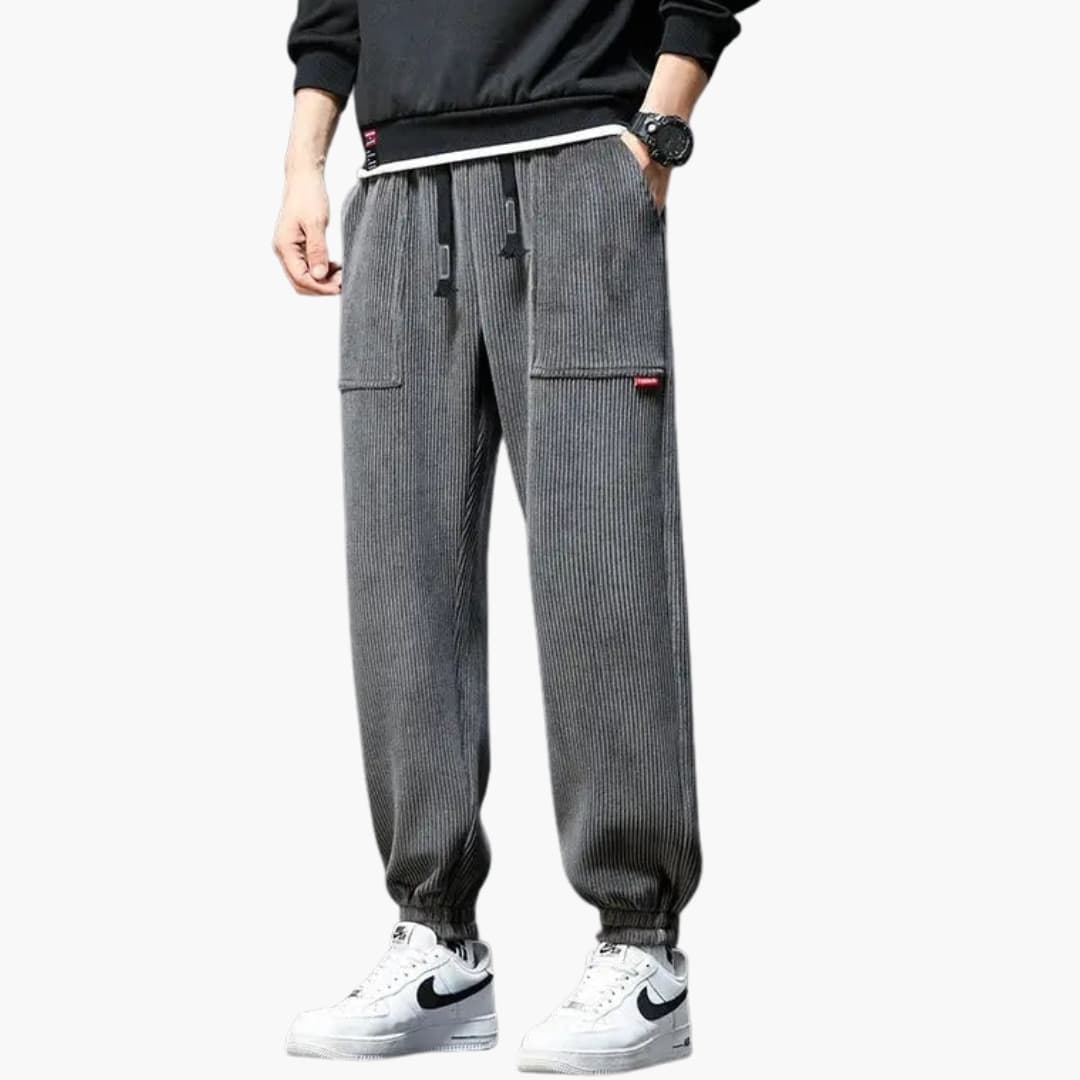 Men's Comfortable Corduroy Jogger Pants with Elastic Waist