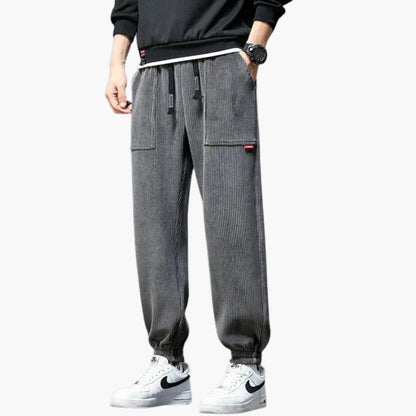 Men's Comfortable Corduroy Jogger Pants with Elastic Waist
