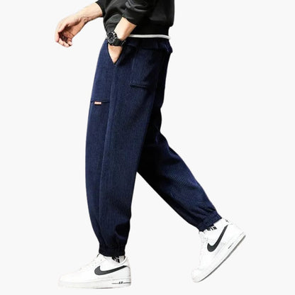 Men's Comfortable Corduroy Jogger Pants with Elastic Waist
