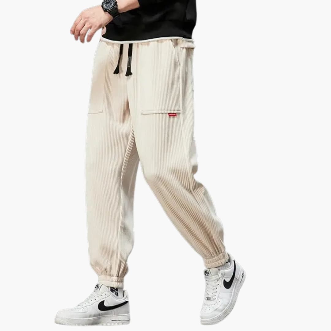Men's Comfortable Corduroy Jogger Pants with Elastic Waist