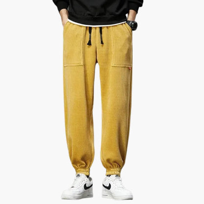 Men's Comfortable Corduroy Jogger Pants with Elastic Waist