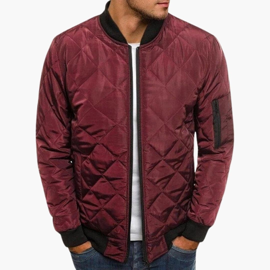 Men's Heavy Duty Quilted Bomber Jacket with Zip Pockets - Olytrend
