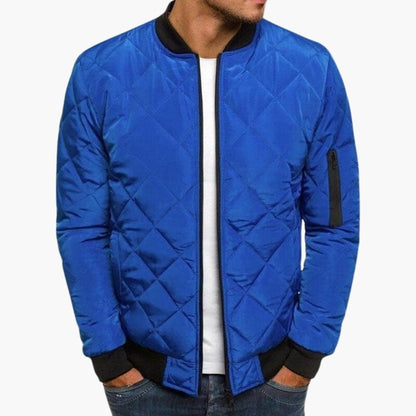 Men's Heavy Duty Quilted Bomber Jacket with Zip Pockets