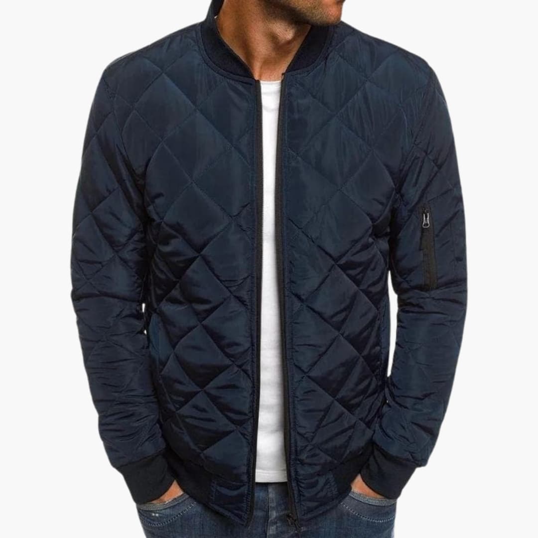Men's Heavy Duty Quilted Bomber Jacket with Zip Pockets