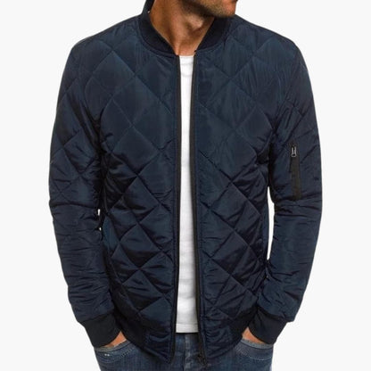 Men's Heavy Duty Quilted Bomber Jacket with Zip Pockets