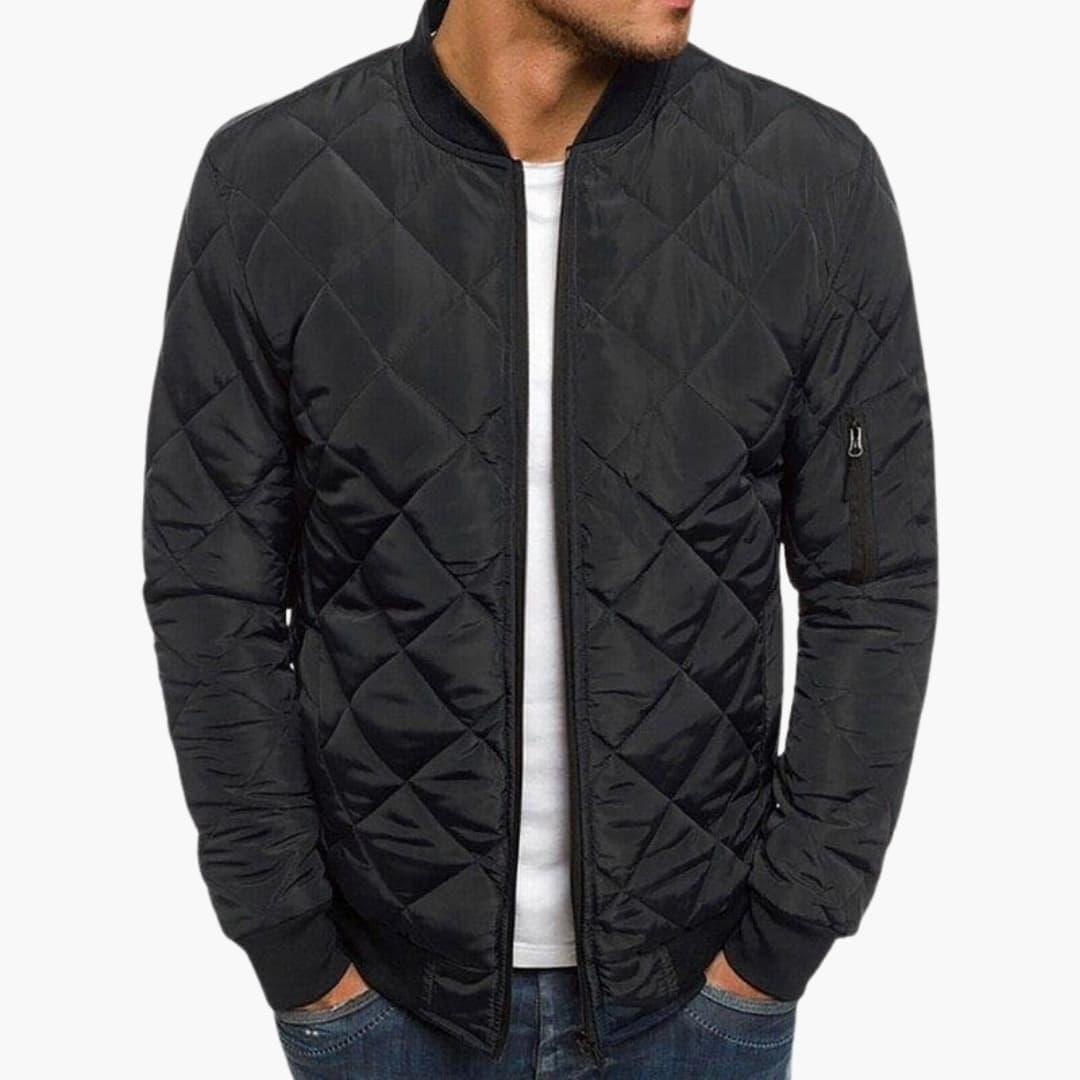 Men's Heavy Duty Quilted Bomber Jacket with Zip Pockets