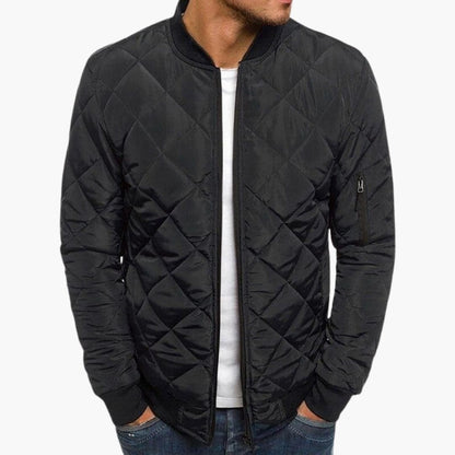 Men's Heavy Duty Quilted Bomber Jacket with Zip Pockets