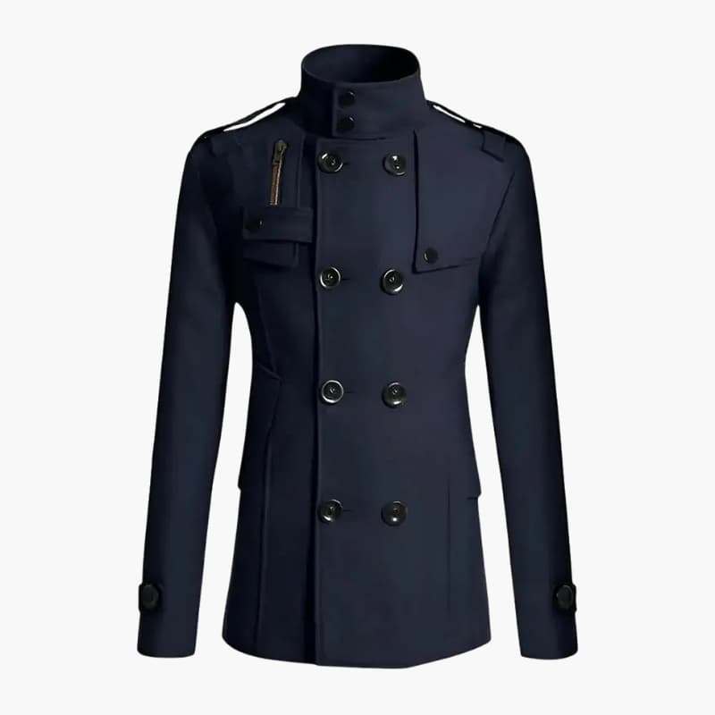 Classic Fit Men's Pea Coat with Epaulets