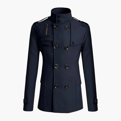 Classic Fit Men's Pea Coat with Epaulets