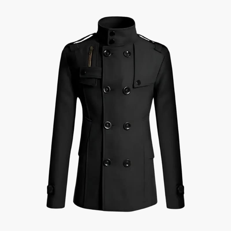 Classic Fit Men's Pea Coat with Epaulets
