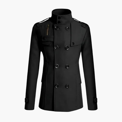 Classic Fit Men's Pea Coat with Epaulets