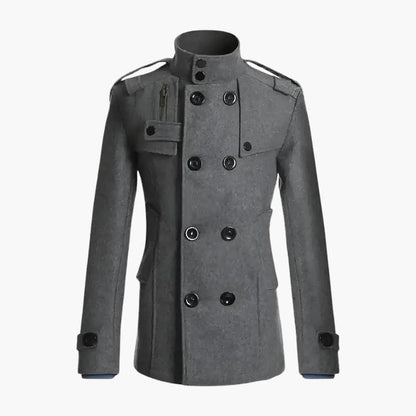 Classic Fit Men's Pea Coat with Epaulets