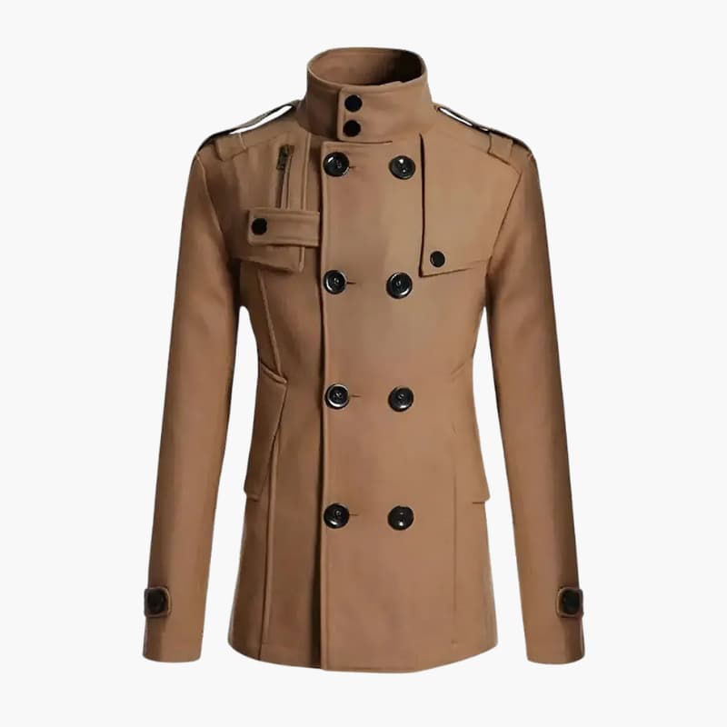 Classic Fit Men's Pea Coat with Epaulets