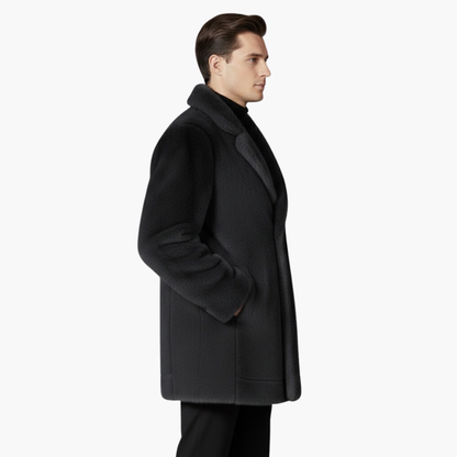 Luxury Synthetic Fur Mens Winter Coat with Button Closure