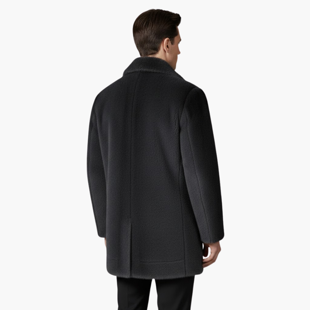 Luxury Synthetic Fur Mens Winter Coat with Button Closure