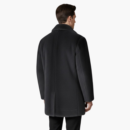 Luxury Synthetic Fur Mens Winter Coat with Button Closure