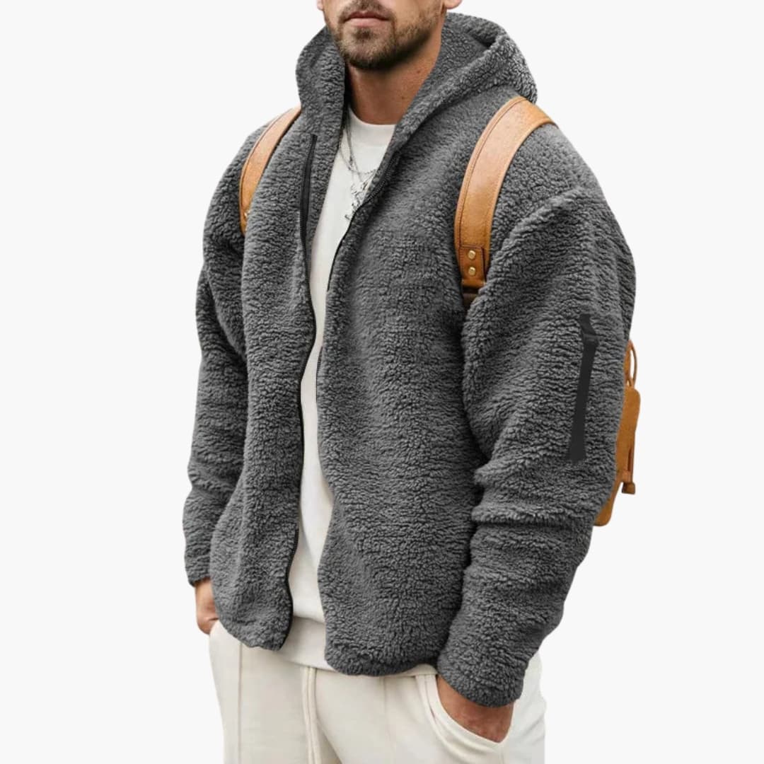 Warm Mens Hooded Full Zip Fleece Jacket