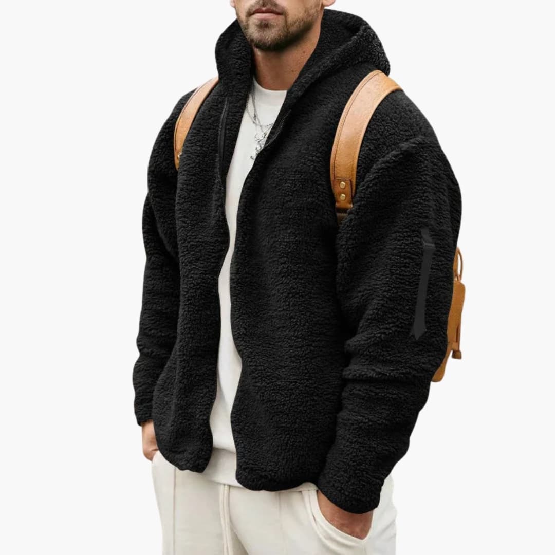 Warm Mens Hooded Full Zip Fleece Jacket
