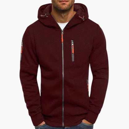 Men's Zip Up Hooded Sweatshirt with Adjustable Hood