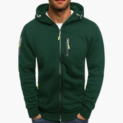 Men's Zip Up Hooded Sweatshirt with Adjustable Hood