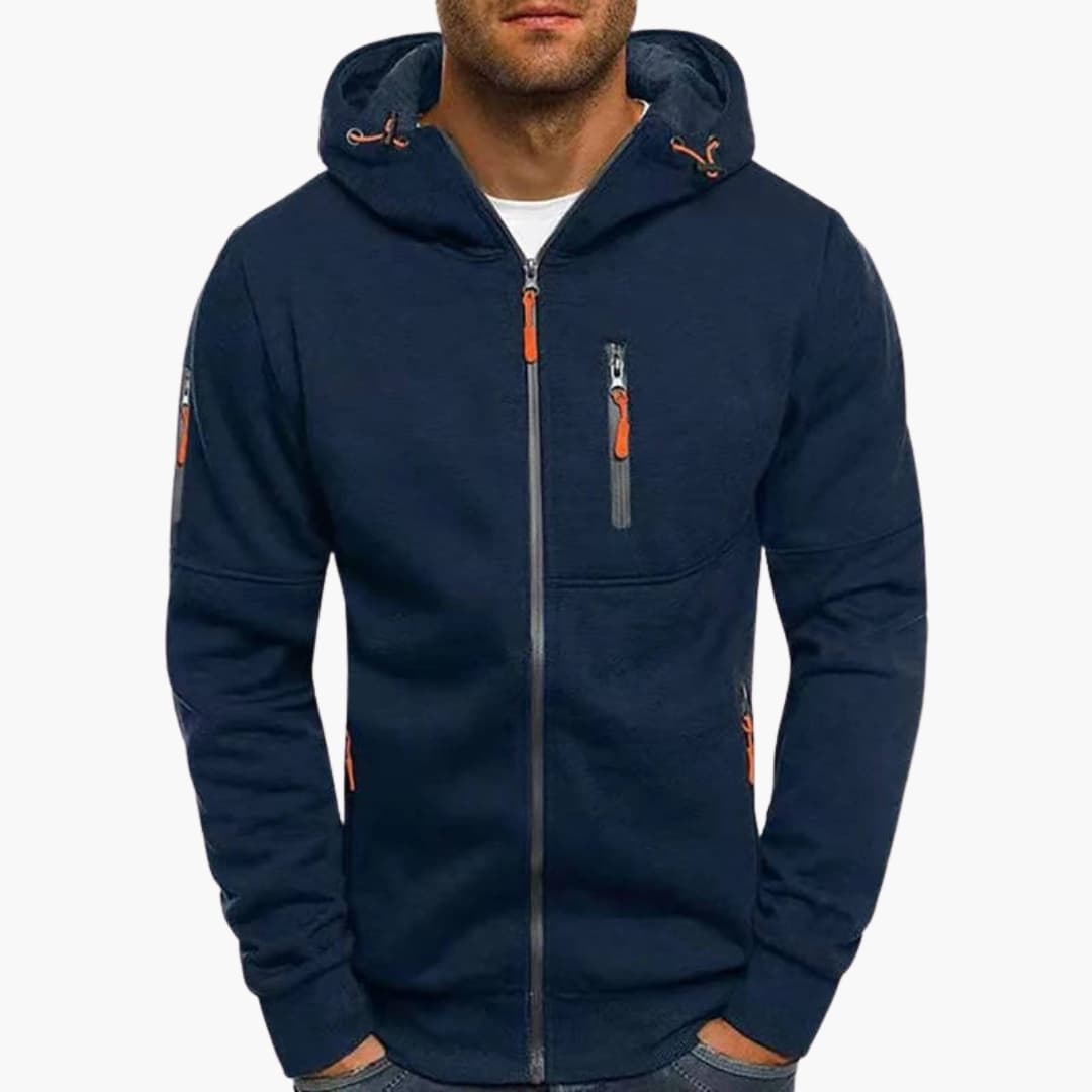 Men's Zip Up Hooded Sweatshirt with Adjustable Hood