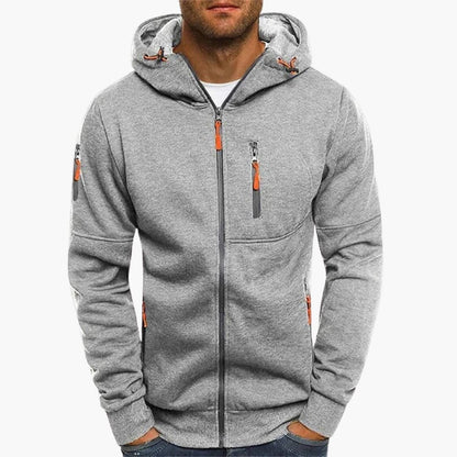 Men's Zip Up Hooded Sweatshirt with Adjustable Hood