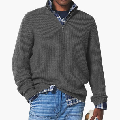 Casual Men's Pullover Sweater with High Collar