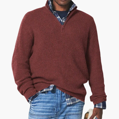 Casual Men's Pullover Sweater with High Collar