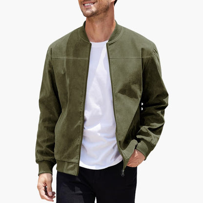Men's Casual Zip Bomber Jacket with Stretch Cuffs