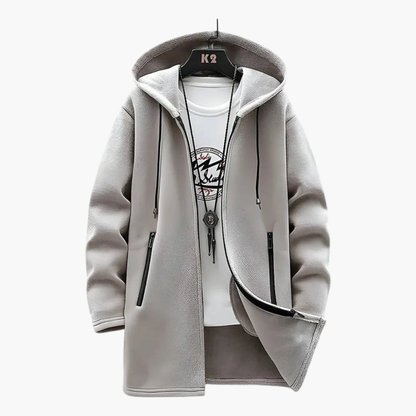Warm Hooded Coat with Fleece Lining and Zip Pockets