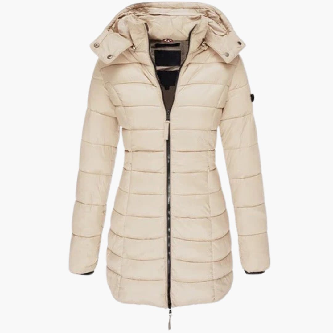 Warm Waterproof Hooded Coat with Zip Front