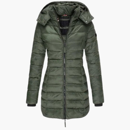 Warm Waterproof Hooded Coat with Zip Front
