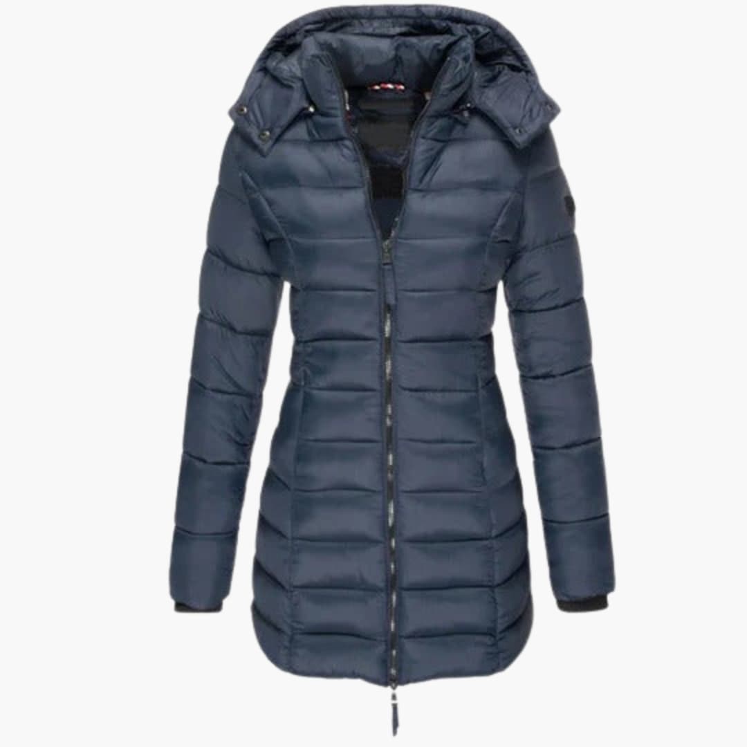 Warm Waterproof Hooded Coat with Zip Front - Olytrend