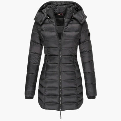 Warm Waterproof Hooded Coat with Zip Front